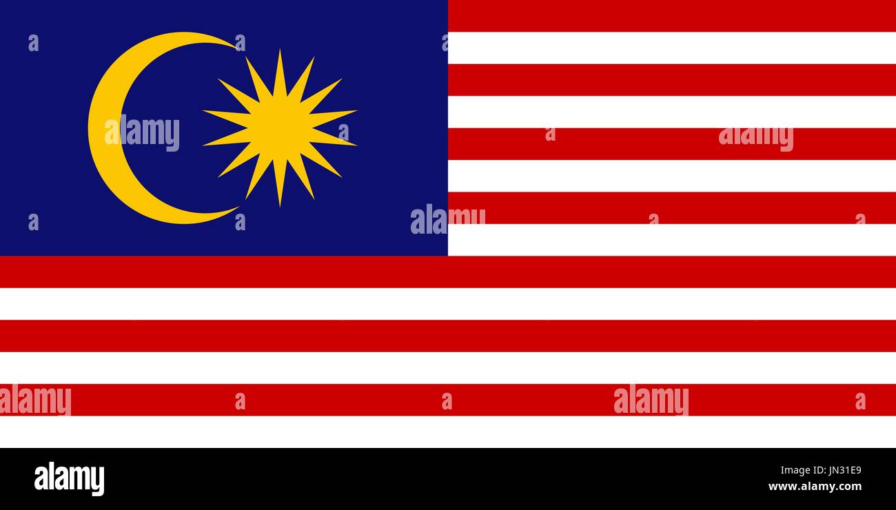 Flag design. Malaysian flag on the white background, isolated flat layout for your designs