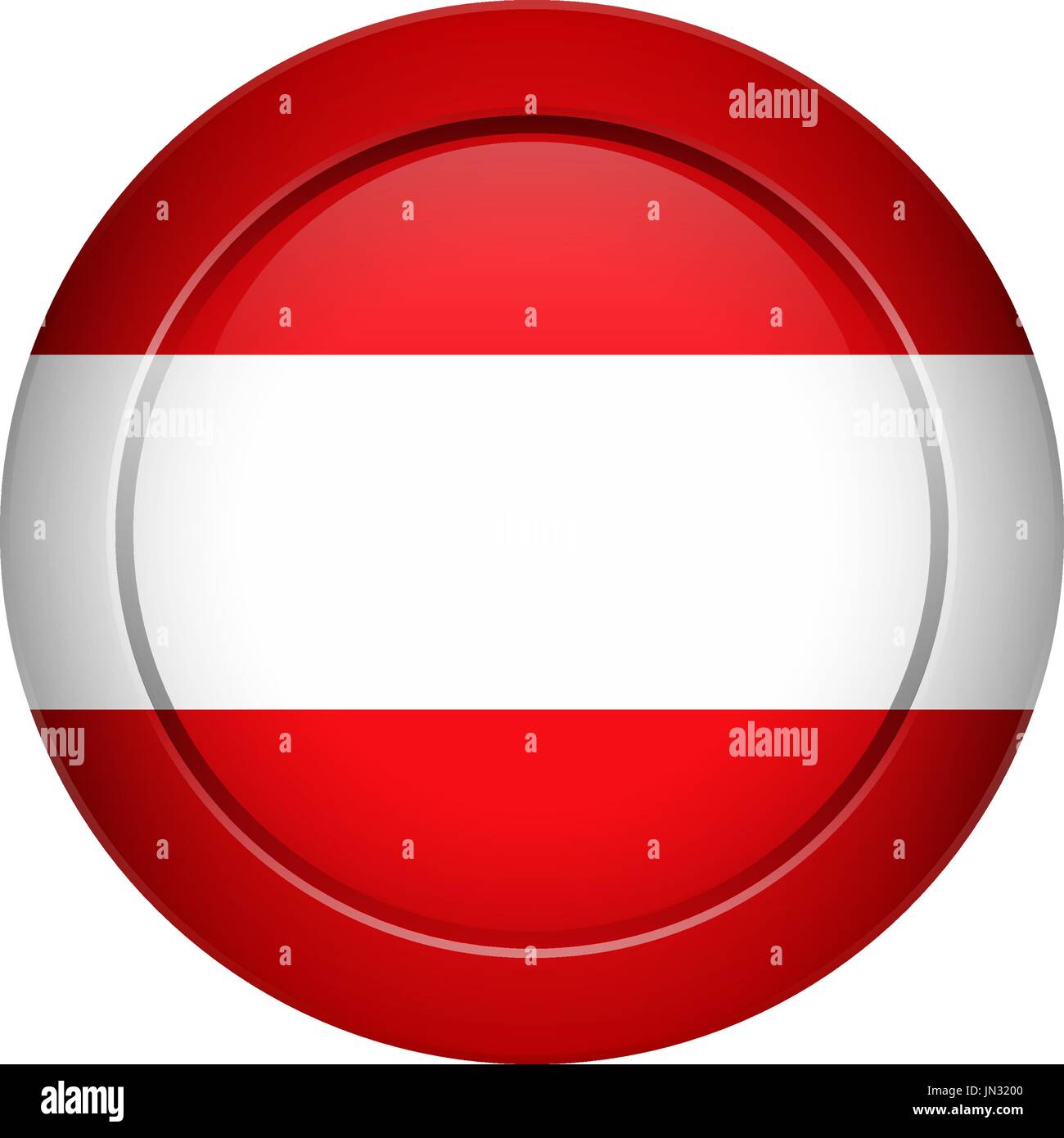 Flag design. Austrian flag on the round button. Isolated template for your designs. Vector illustration. Stock Vector
