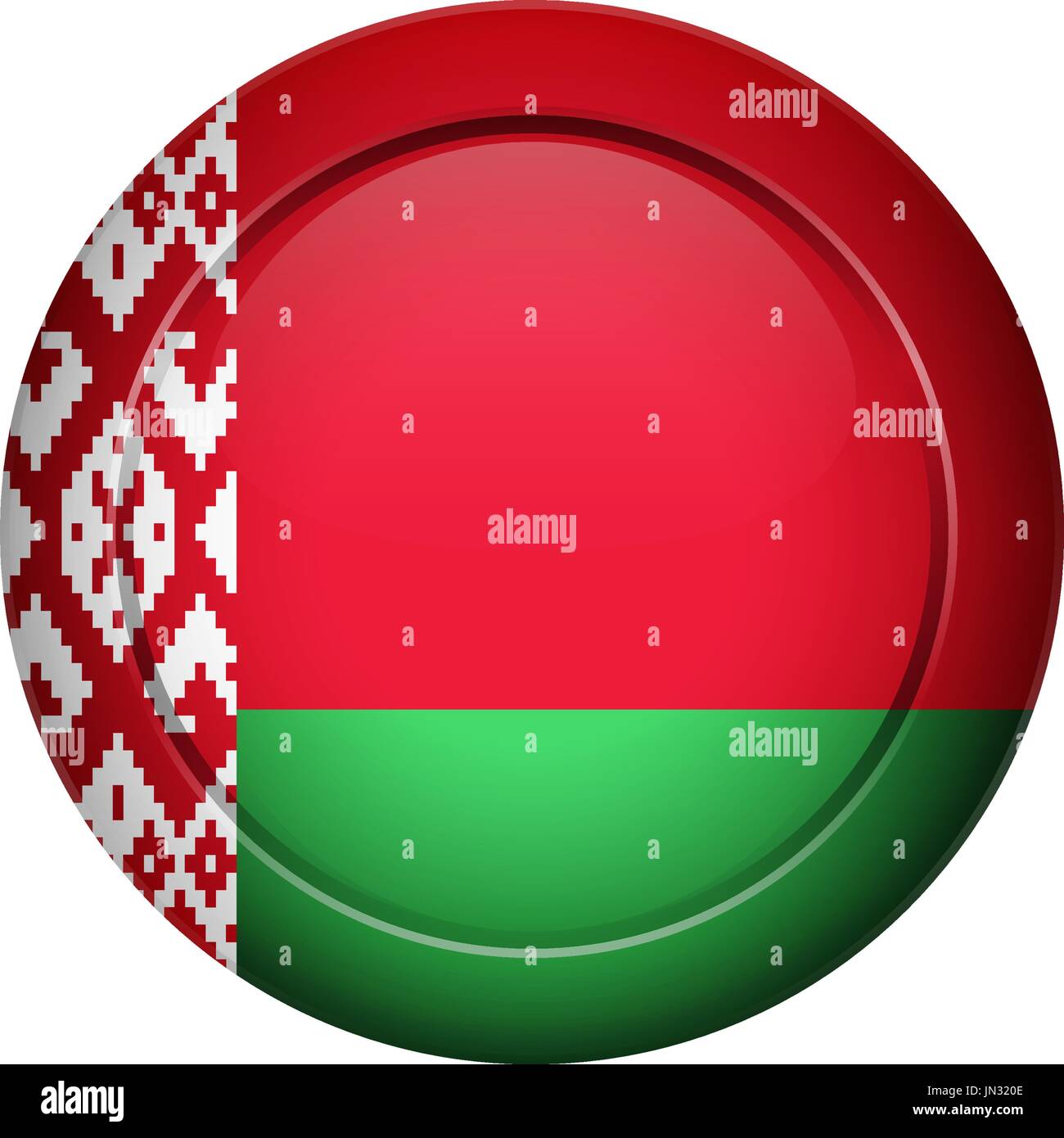 Flag design. Belarus flag on the round button. Isolated template for your designs. Vector illustration. Stock Vector