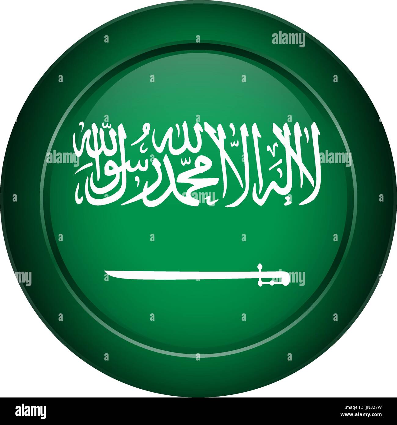 Flag design. Saudi Arabian flag on the round button. Isolated template for your designs. Vector illustration. Stock Vector