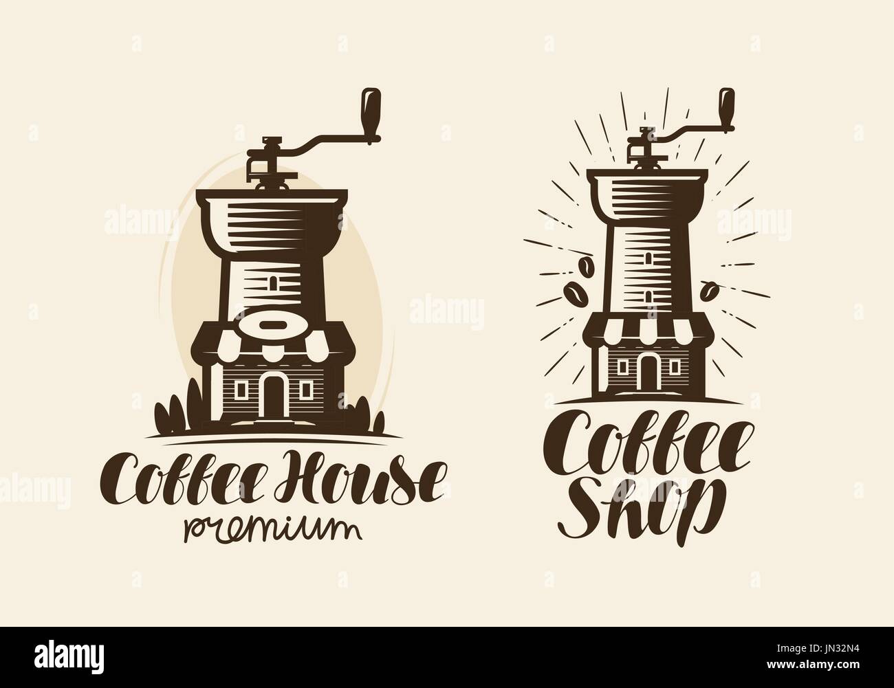 Coffee, espresso logo or label. Element for design menu restaurant or cafe. Handwritten lettering, calligraphy vector illustration Stock Vector