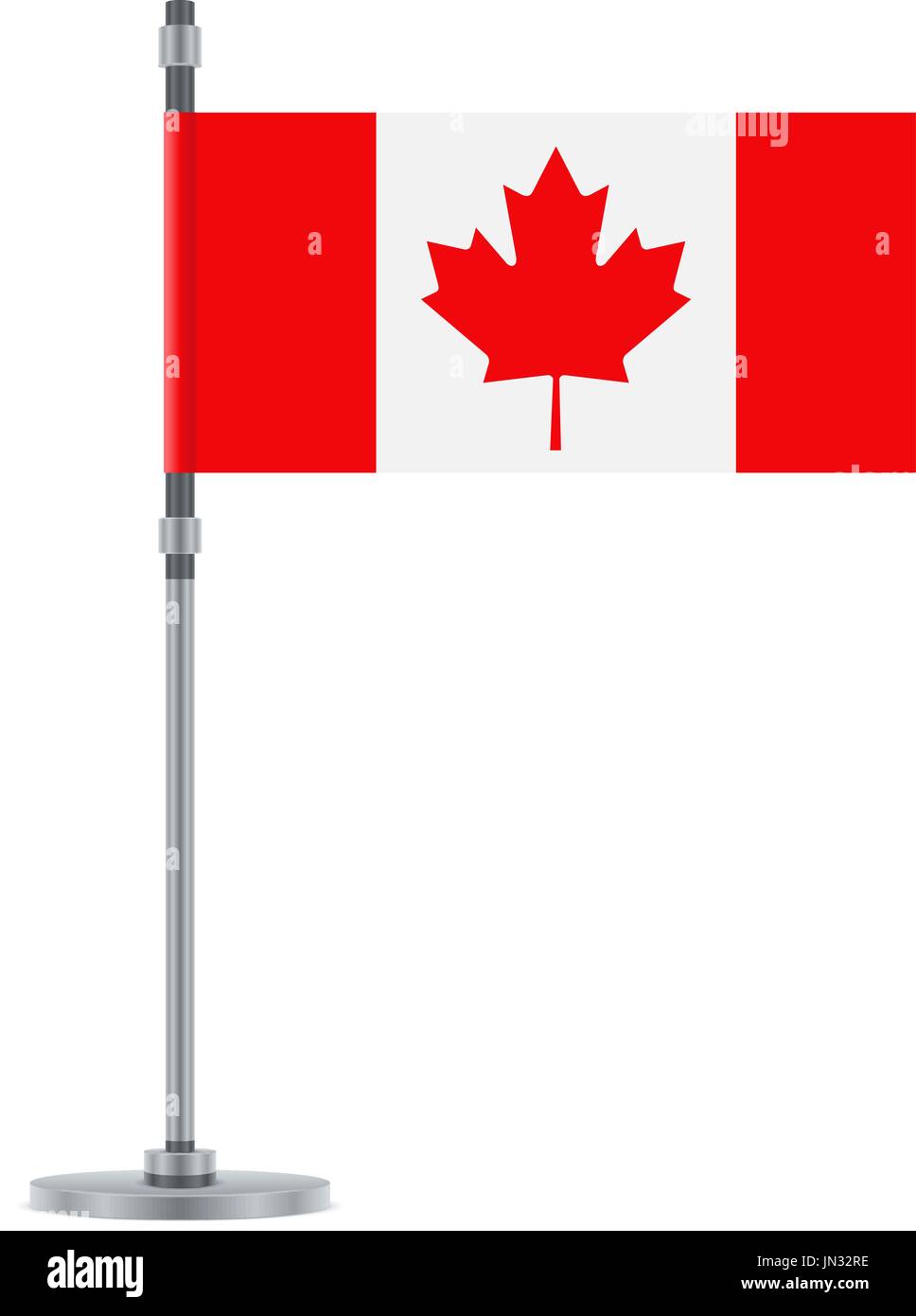 Flag design. Canadian flag on the metallic pole. Isolated template for your designs. Vector illustration. Stock Vector