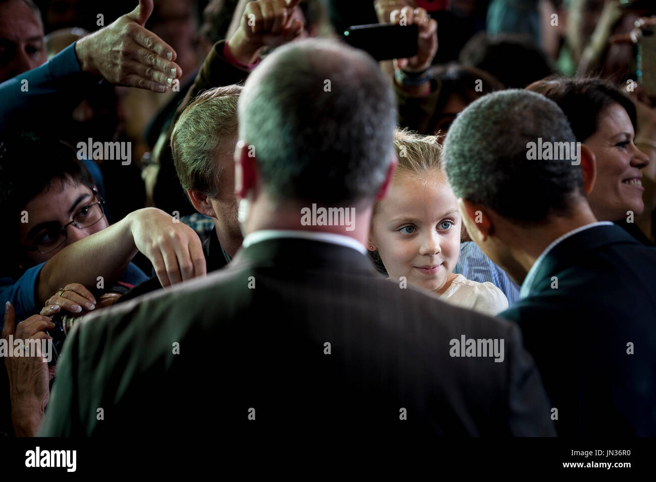 United States President Barack Obama works the rope line after ...