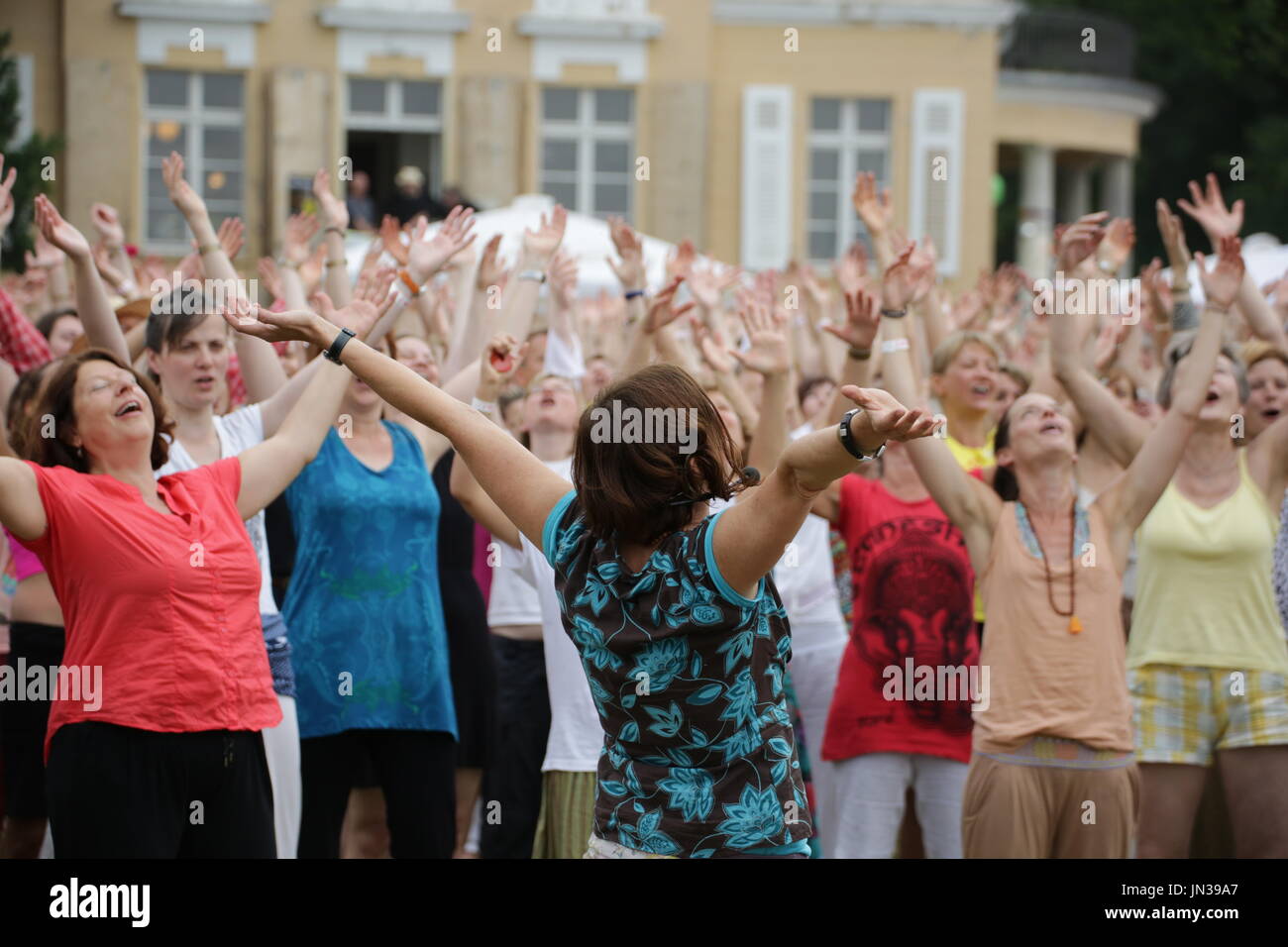 Yoga workout during Yoga festival in Berlin Stock Photo Alamy