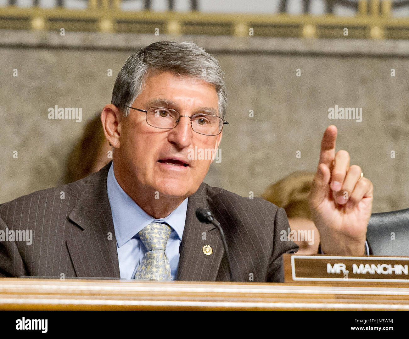 United States Senator Joe Manchin (Democrat of West Virginia) questions