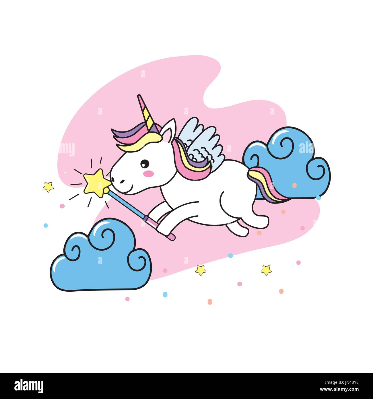 unicorn with wings and magic wand design Stock Vector Image & Art - Alamy