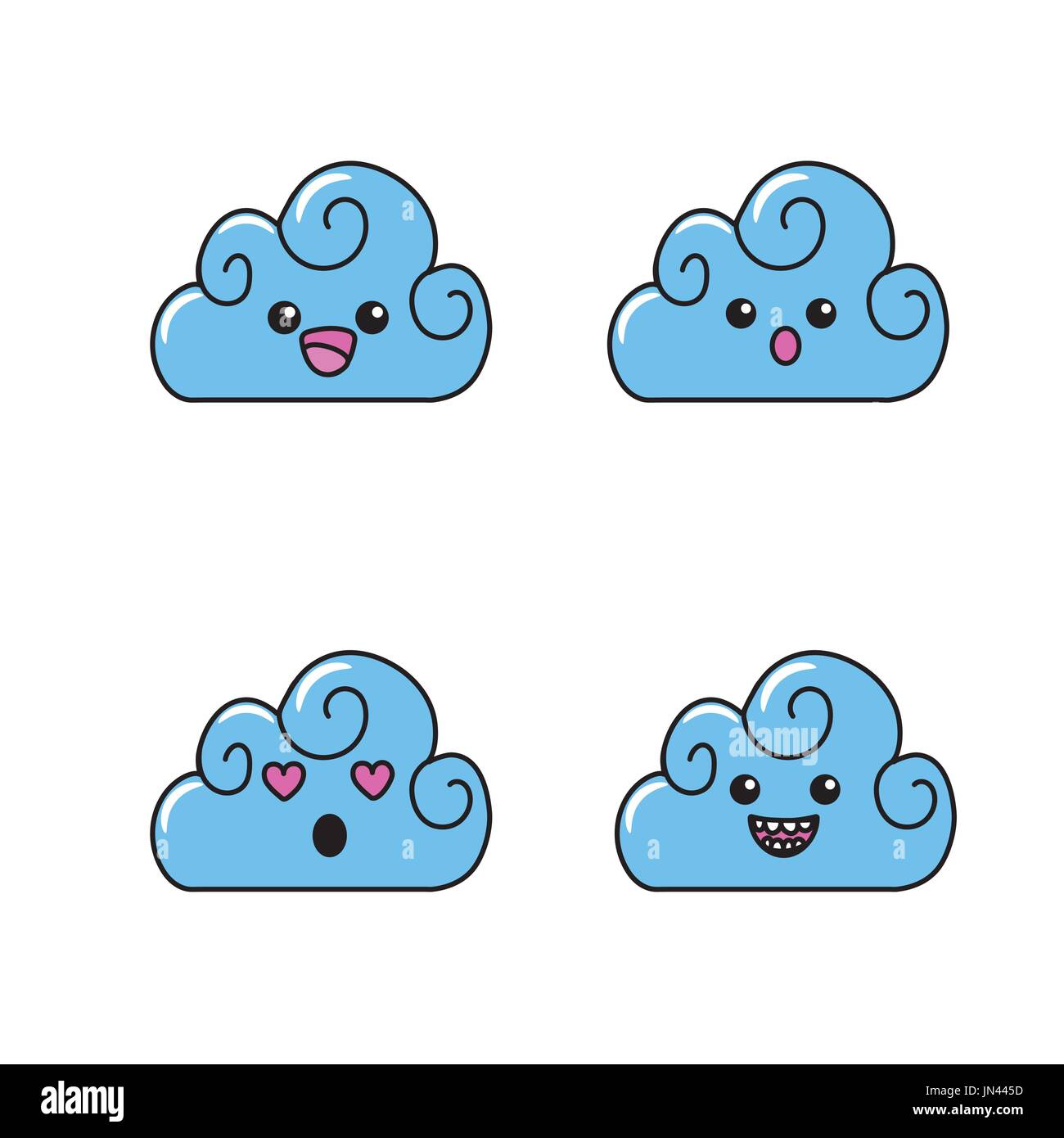 set kawaii cute tender clouds weather Stock Vector Image & Art - Alamy