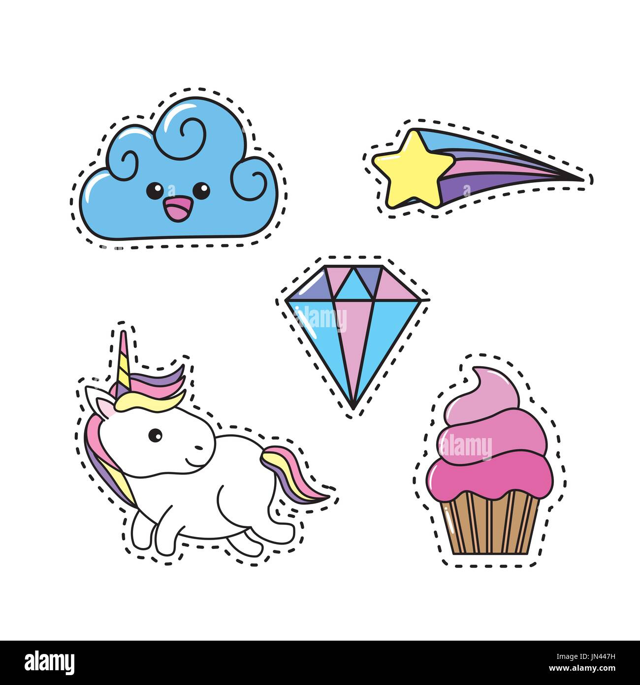set unicorn with rainbow and cloud design Stock Vector Image & Art - Alamy