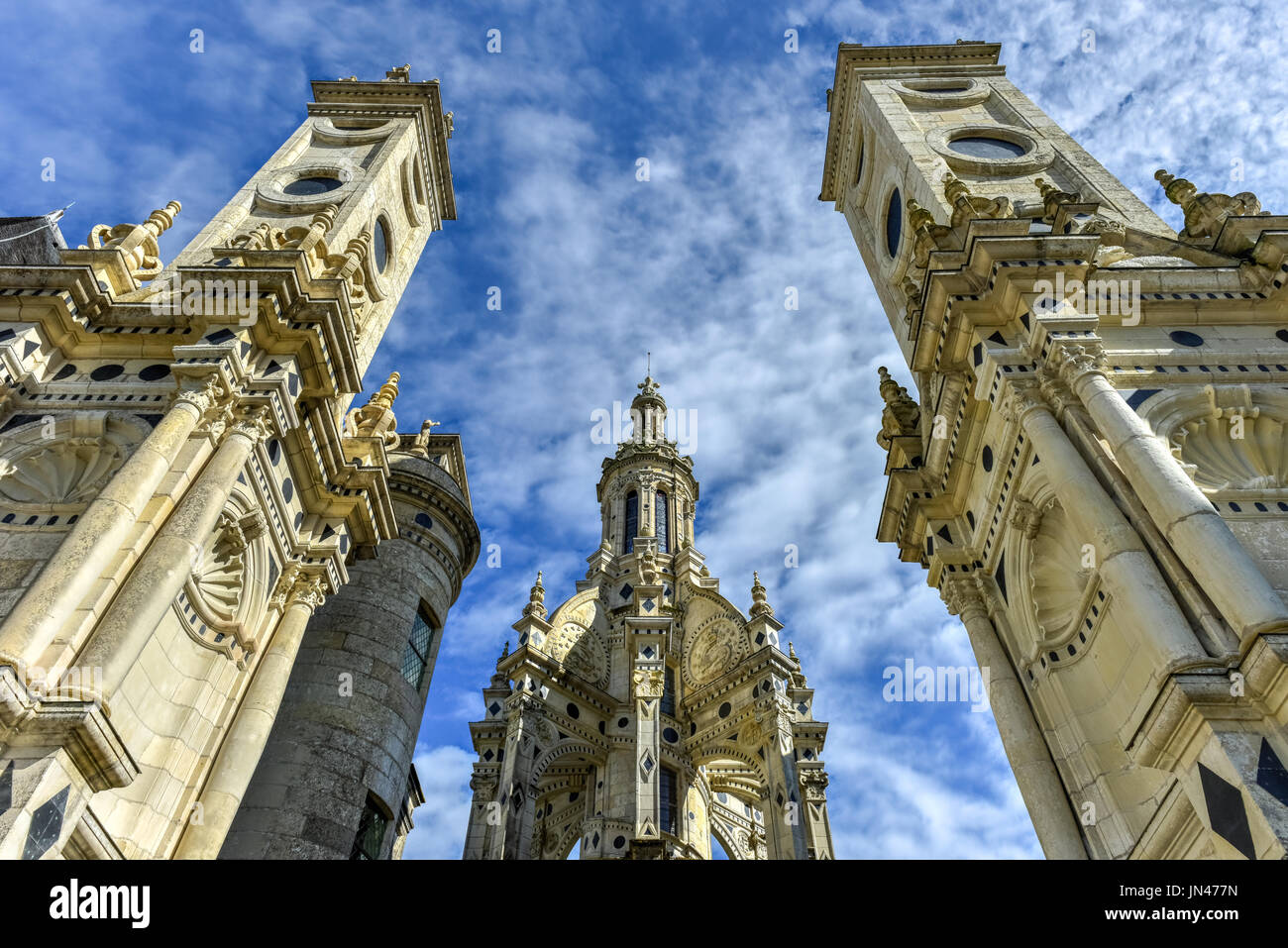 Chateau de Chambord, the largest castle in the Loire Valley. A UNESCO world heritage site in France. Built in the XVI century, it is now a property of Stock Photo