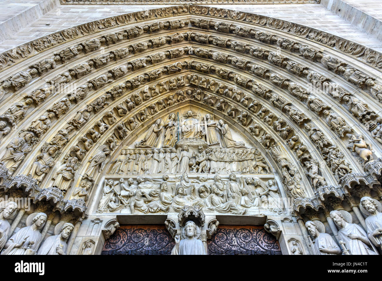 The famous Notre Dame de Paris, Cathedral in France. Stock Photo