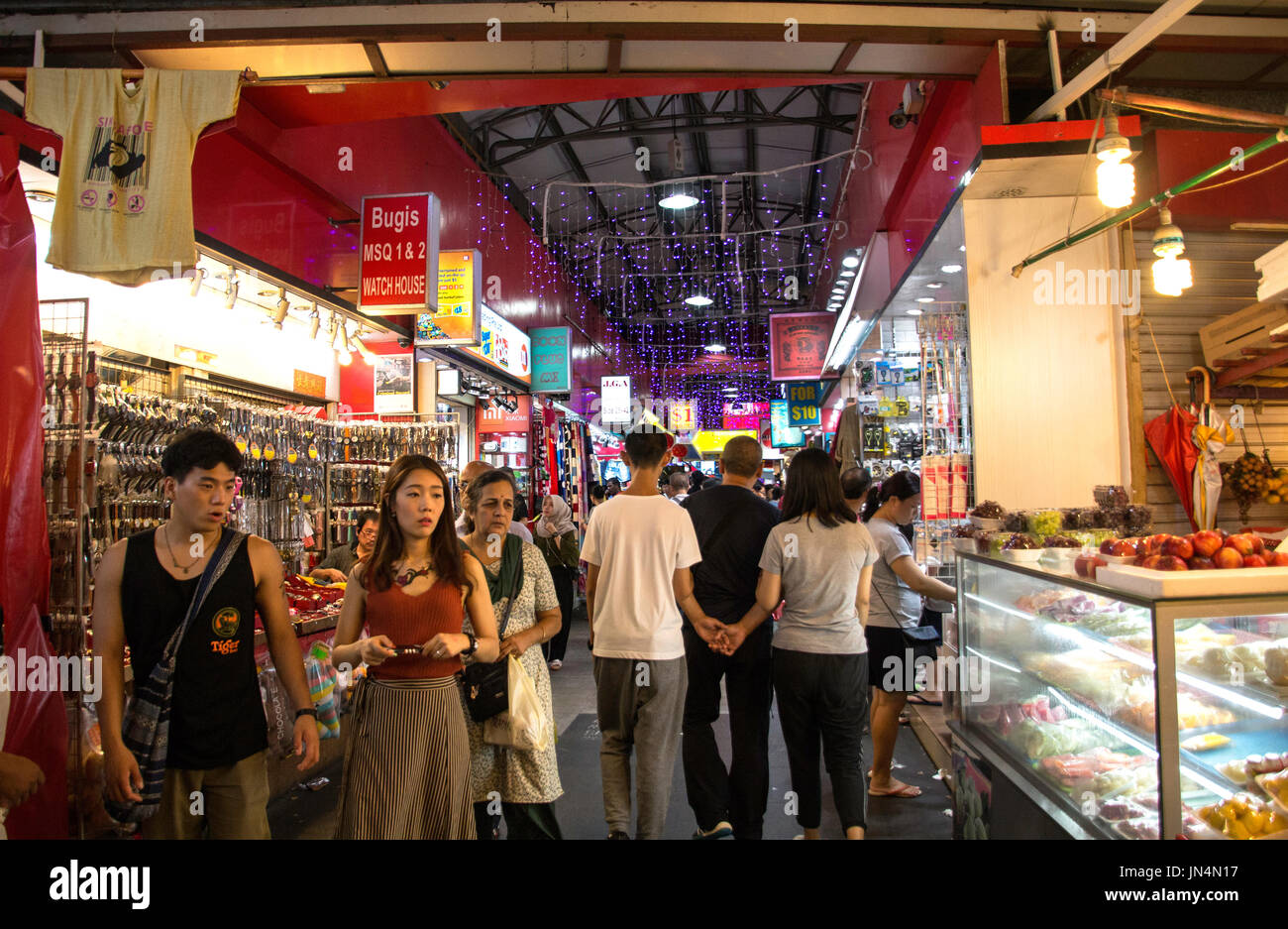 tourists and locals in bugis street market,biggest market in singapore,bugis,singapore,chinese market,singapore shopping,PRADEEP SUBRAMANIAN Stock Photo