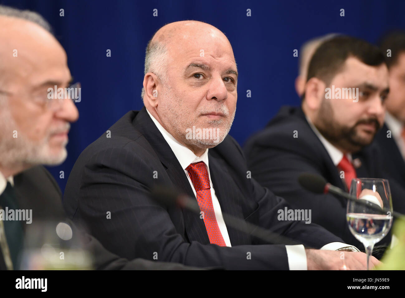 Prime Minister Haider al-Abadi of Iraq attends a bilateral meeting with ...
