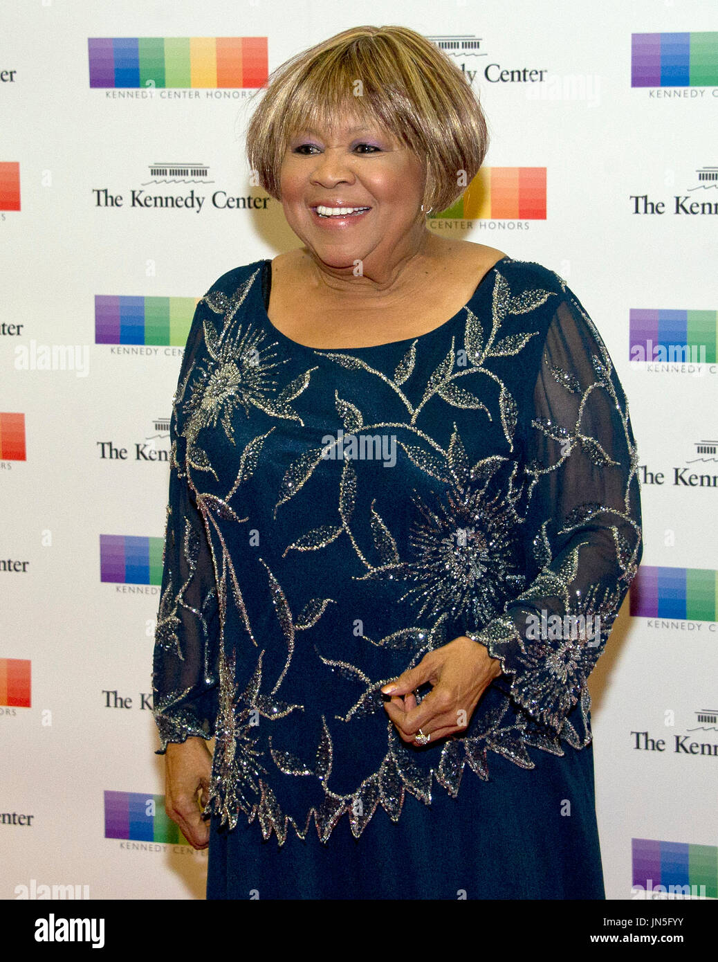 Blues singer Mavis Staples arrives for the formal Artist's Dinner