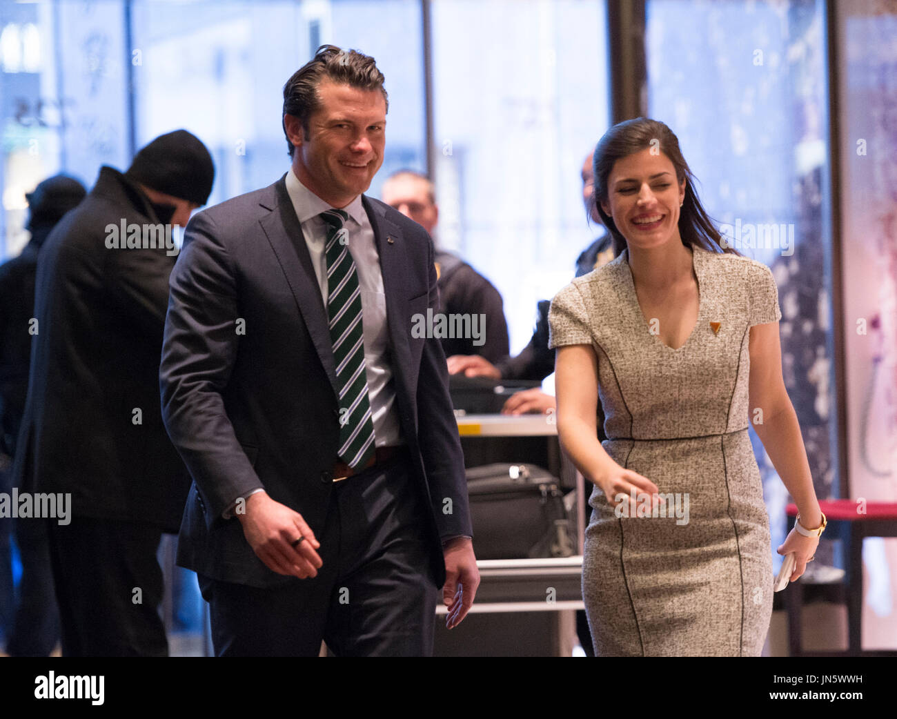 Pete Hegseth (L), a contender for the position of Veterans Affairs ...