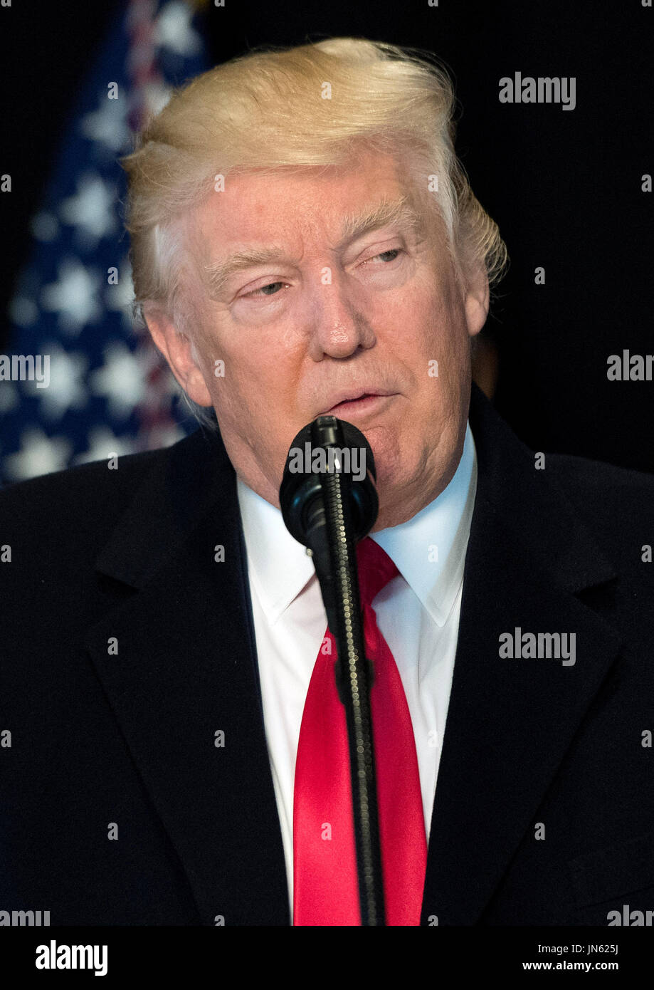 United States President Donald Trump delivers remarks after touring the ...