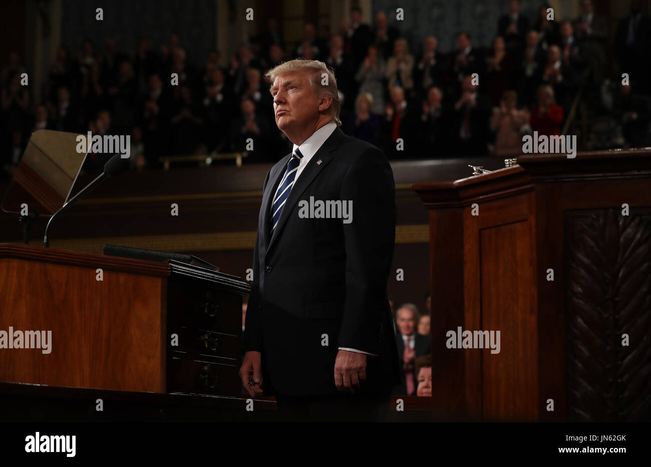 US President Donald J. Trump delivers his first address to a joint ...