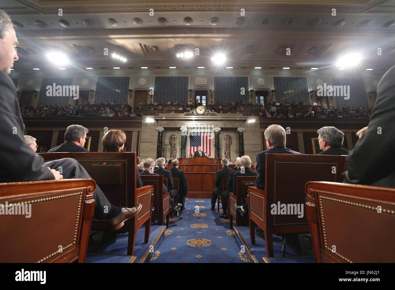 US President Donald J. Trump delivers his first address to a joint ...