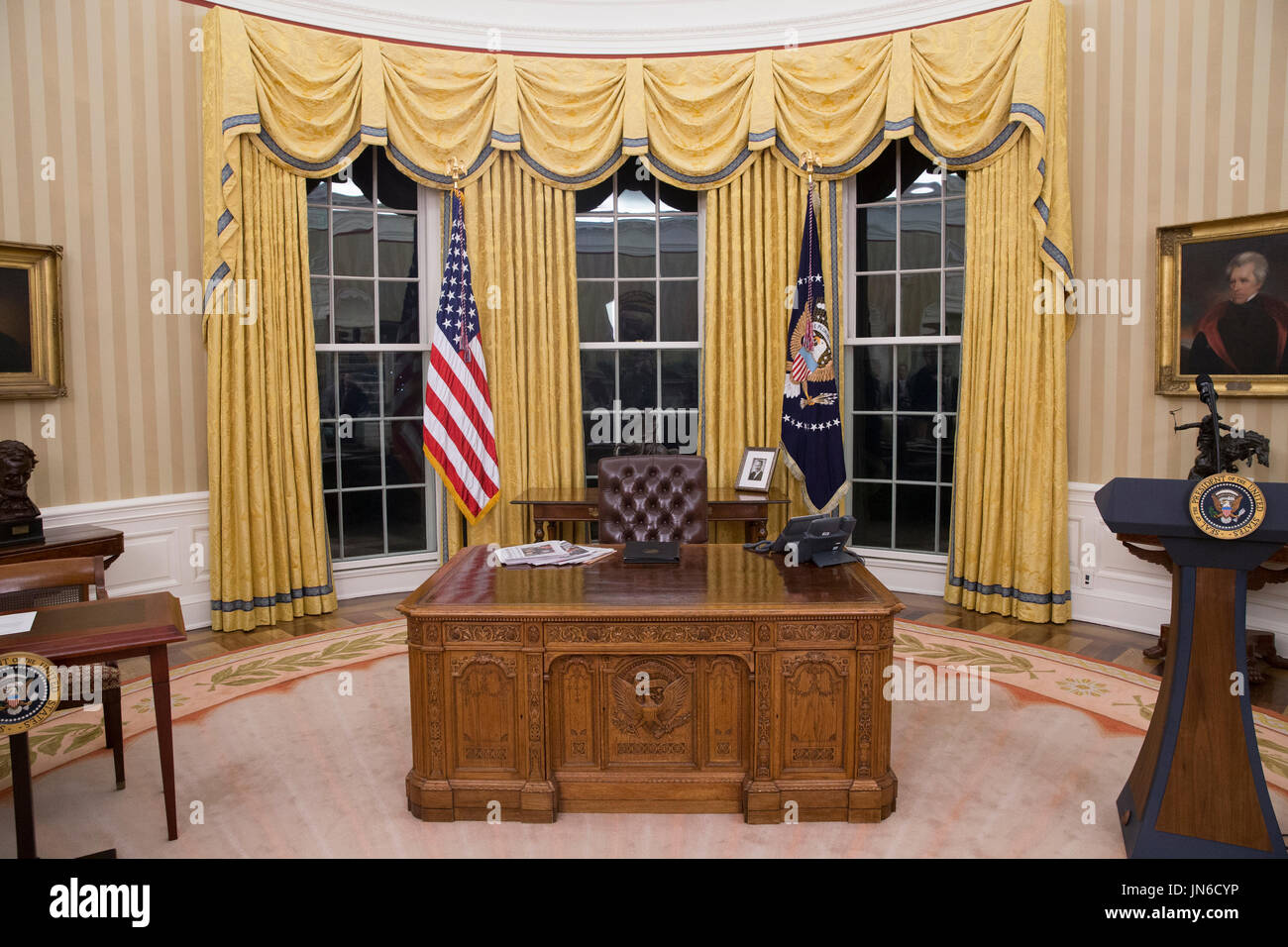 The general view of the Oval Office of the White House in Washington ...