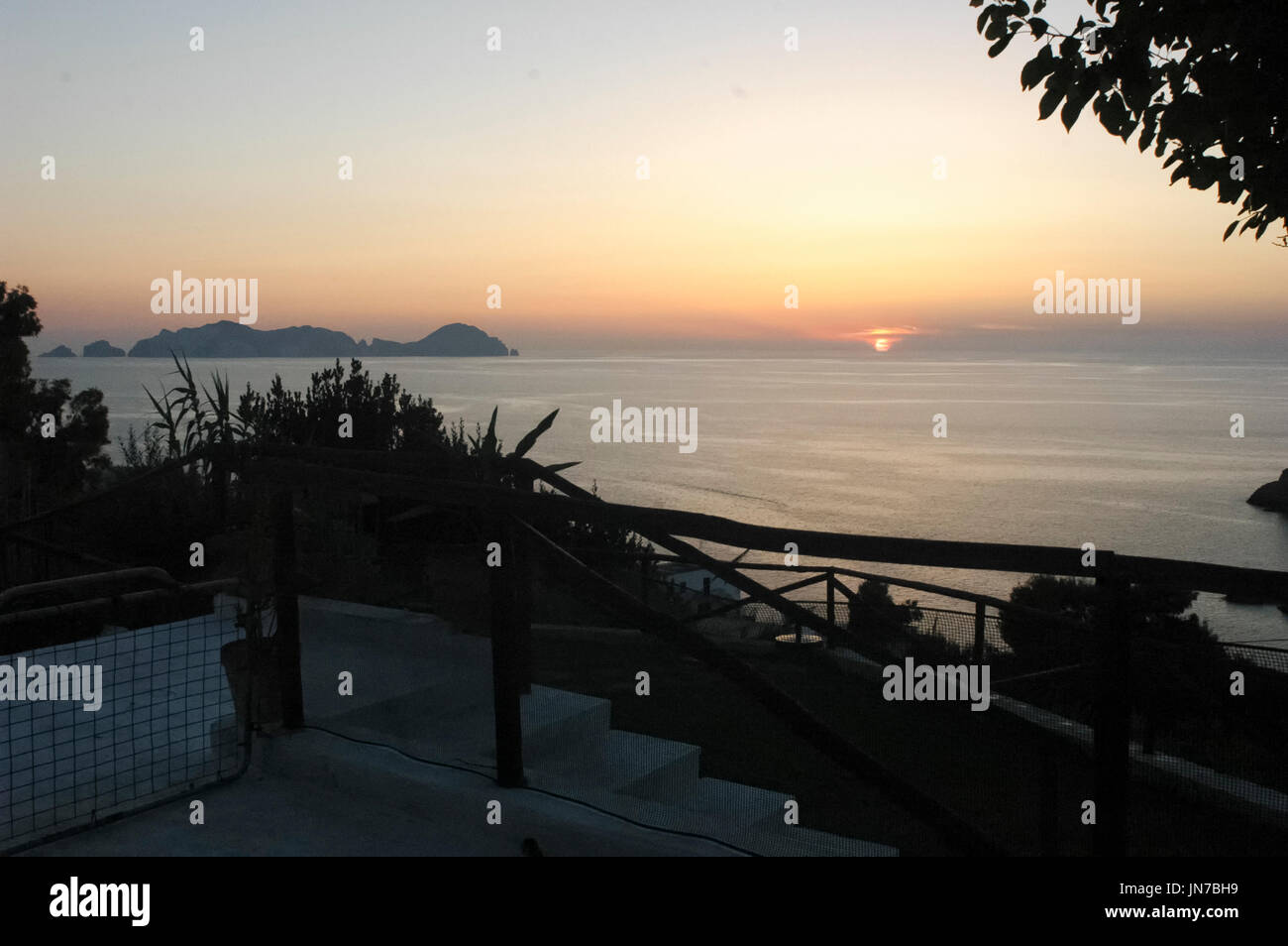 View of sundown over the Pontine islands Stock Photo