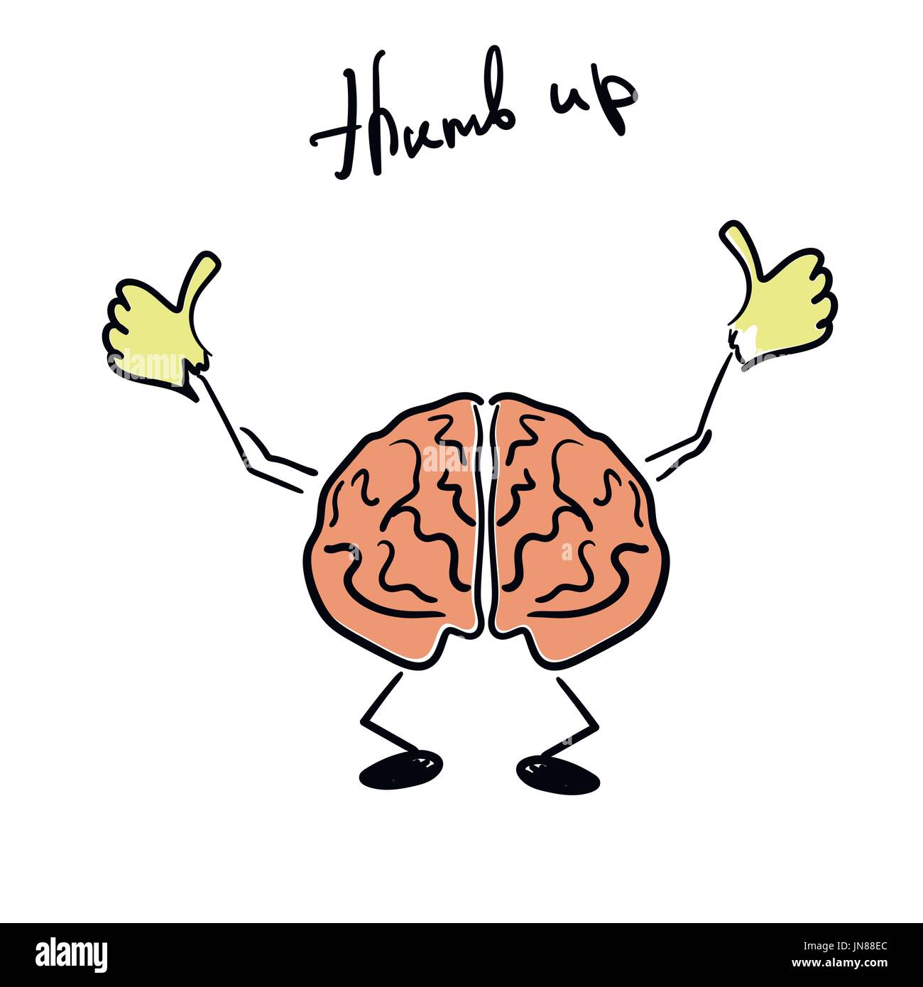 Brain Character Giving A Thumb Up Stock Vector