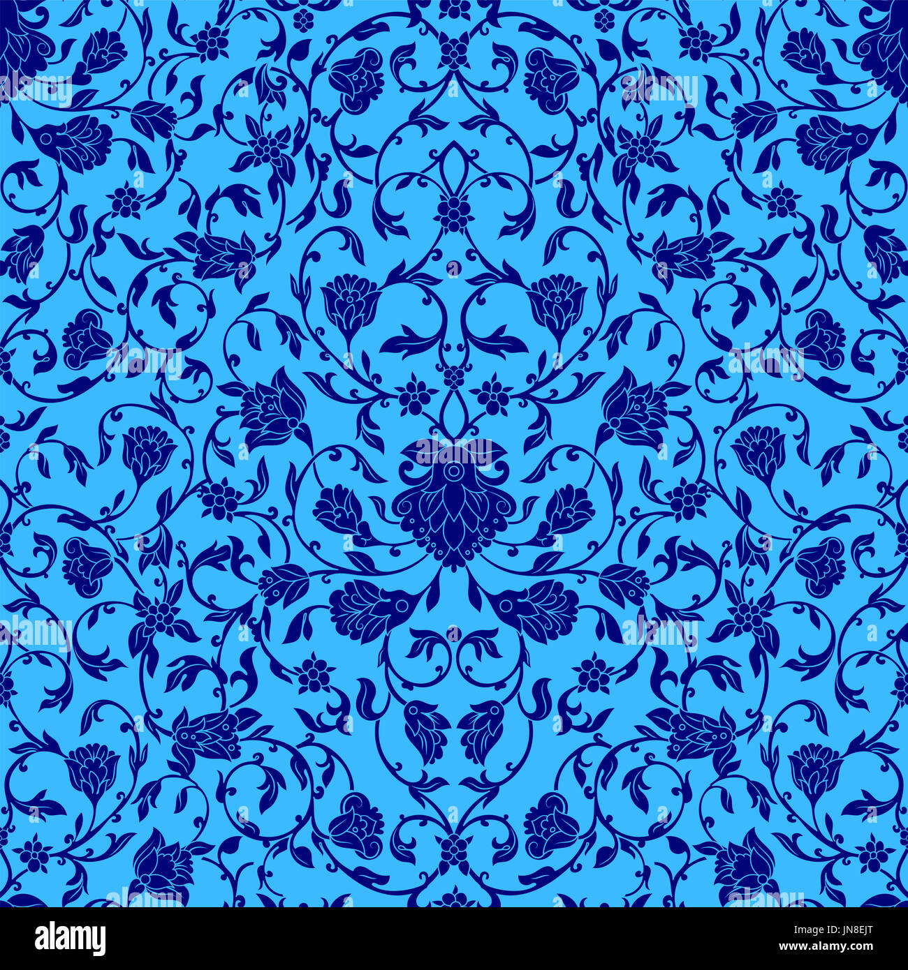 intricate seamless pattern in Eastern style in bluecolor. Ornate elements for design.Inricate ornamental decoration , can be used on wedding invitatio Stock Photo
