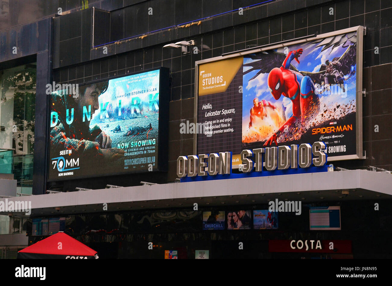 London Uk 26 07 2017 Spiderman Film Banners At The Odeon In