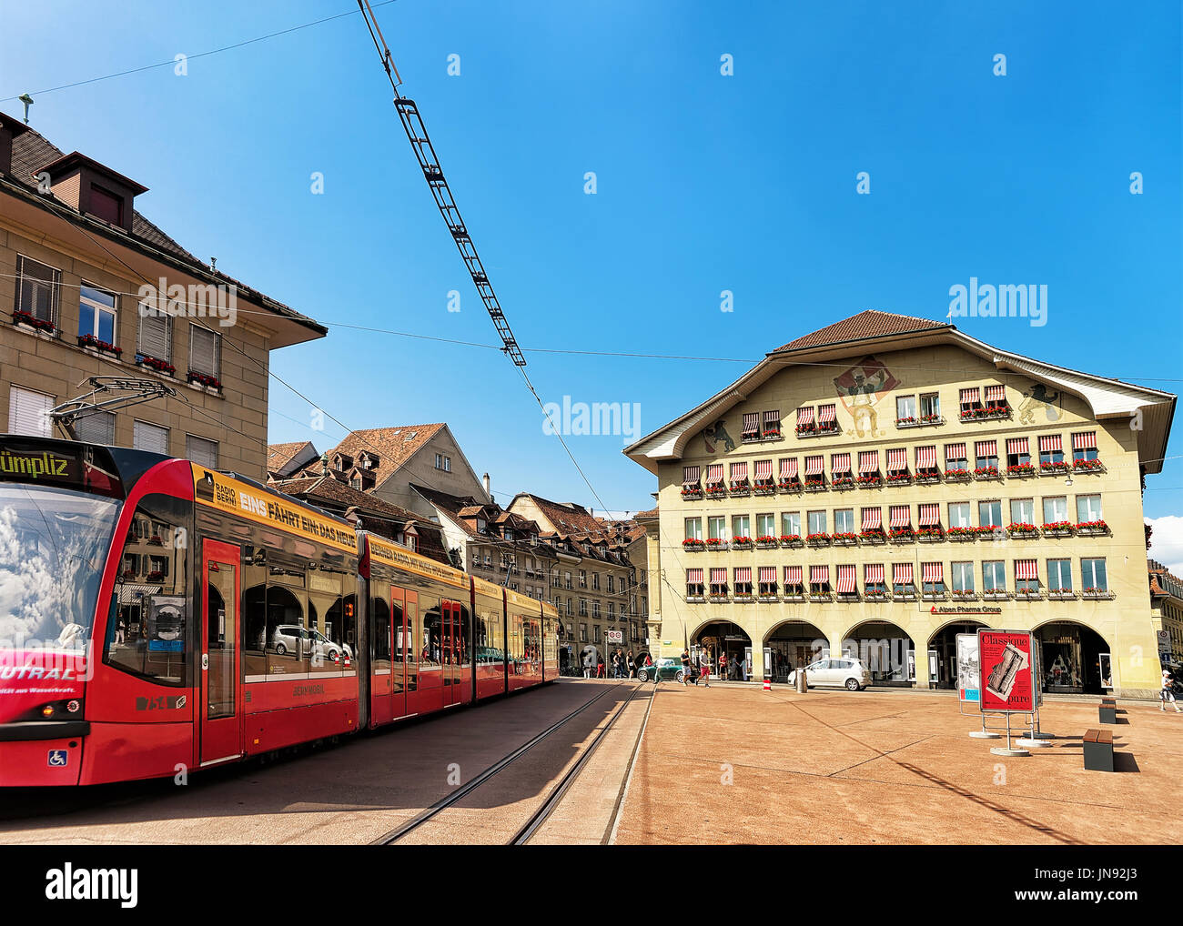 Bern, Switzerland - August 31, 2016: Running tram and people on Casinoplatz  in Bern, Bern-Mittelland district, Switzerland Stock Photo - Alamy