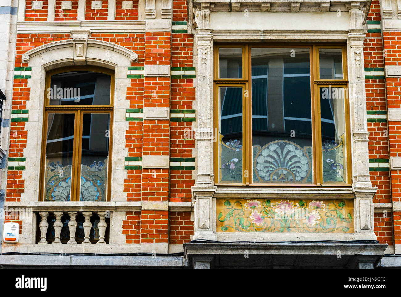 Old but renovated windows in historical part of Bruxelles, Belgium ...