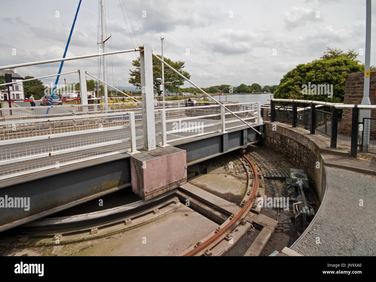 Swing bridge open for shipping Stock Photo Alamy