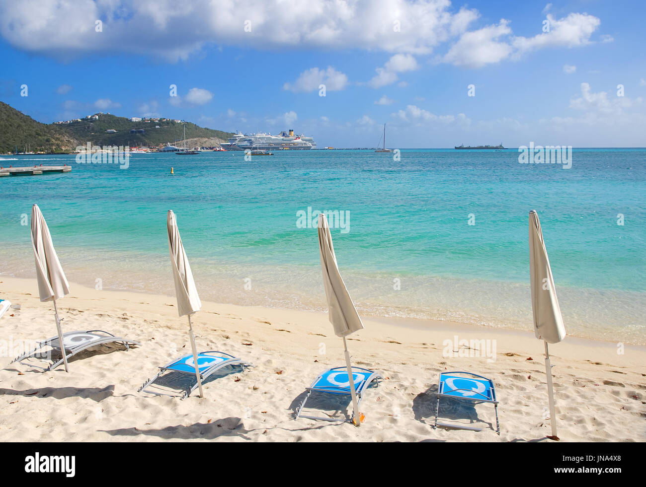Simpson Bay and Great Bay - Philipsburg Sint Maarten ( Saint Martin ) - Caribbean tropical island Stock Photo