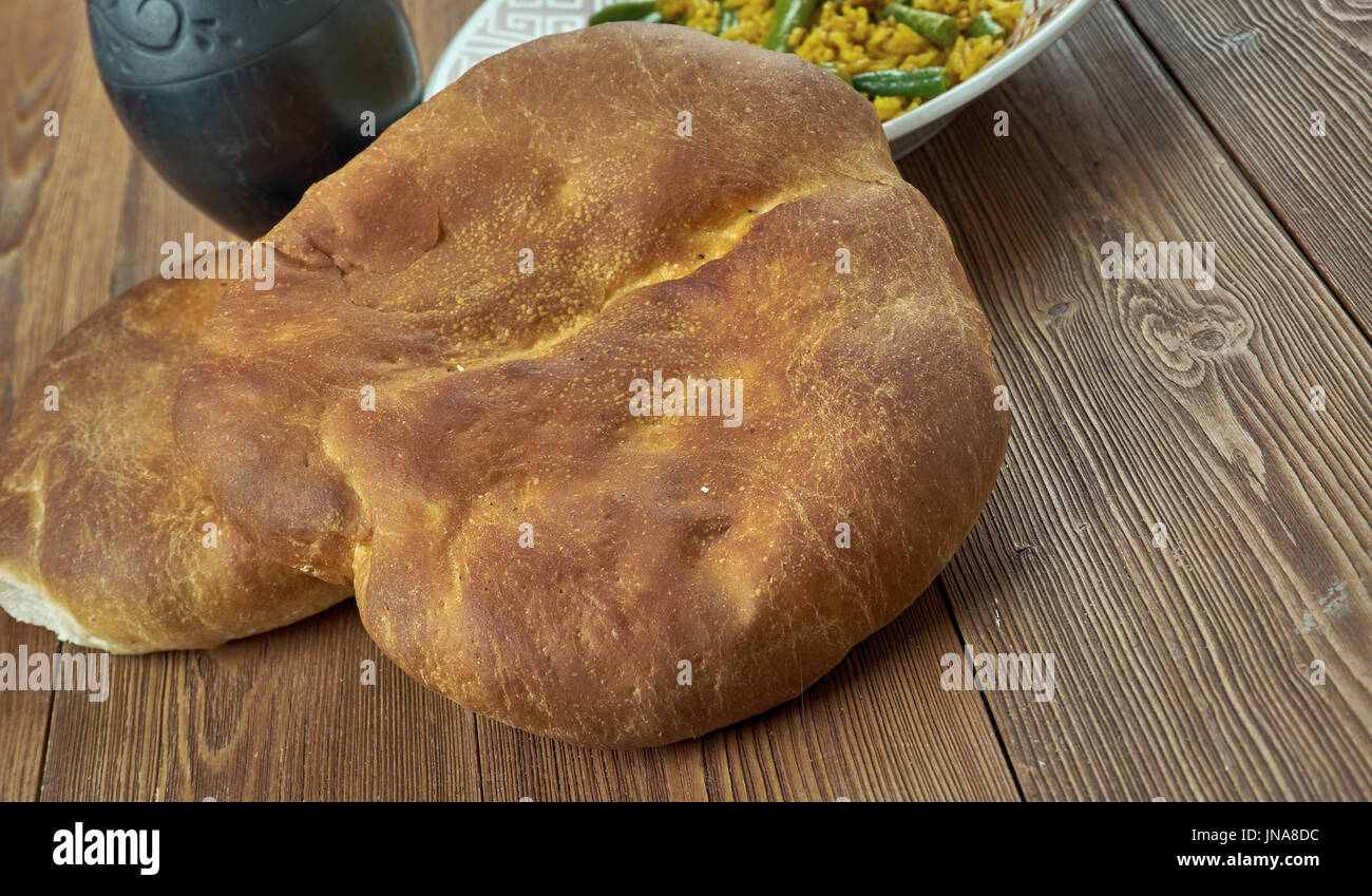 Taftan  -  leavened flour bread from Persian, Pakistani and Uttar Pradesh cuisines Stock Photo