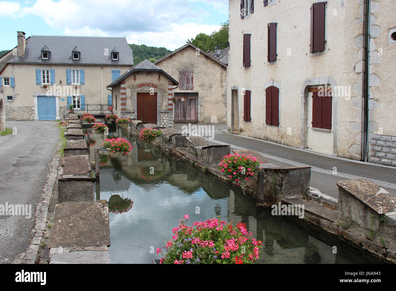 Washers in Arudy (France). Stock Photo