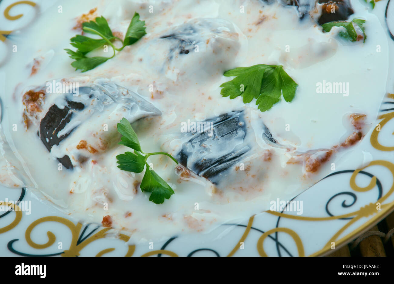 Dahi baigana Odia dish prepared from dahi (yogurt) and eggplant Stock