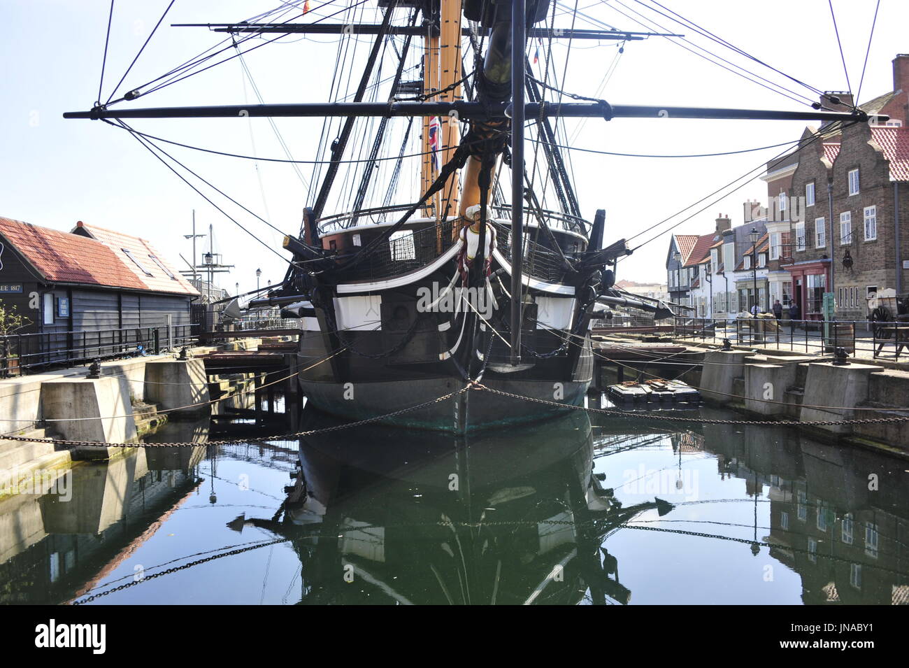 AJAXNETPHOTO. - 19TH JULY, 2016. HARTLEPOOL, ENGLAND. - HISTORICAL SHIP MUSEUM - THE RESTORED 19TH CENTURY FRIGATE HMS TRINCOMALEE (EX T.S.FOUDROYANT, EX TRINCOMALEE.). PHOTO:TONY HOLLAND/AJAX REF:DTH161907 32305 Stock Photo