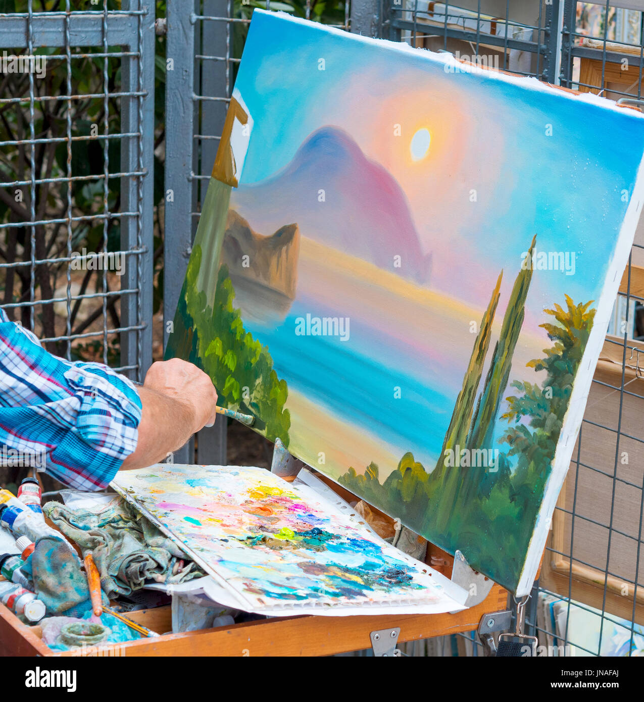 artist draws a picture Stock Photo Alamy