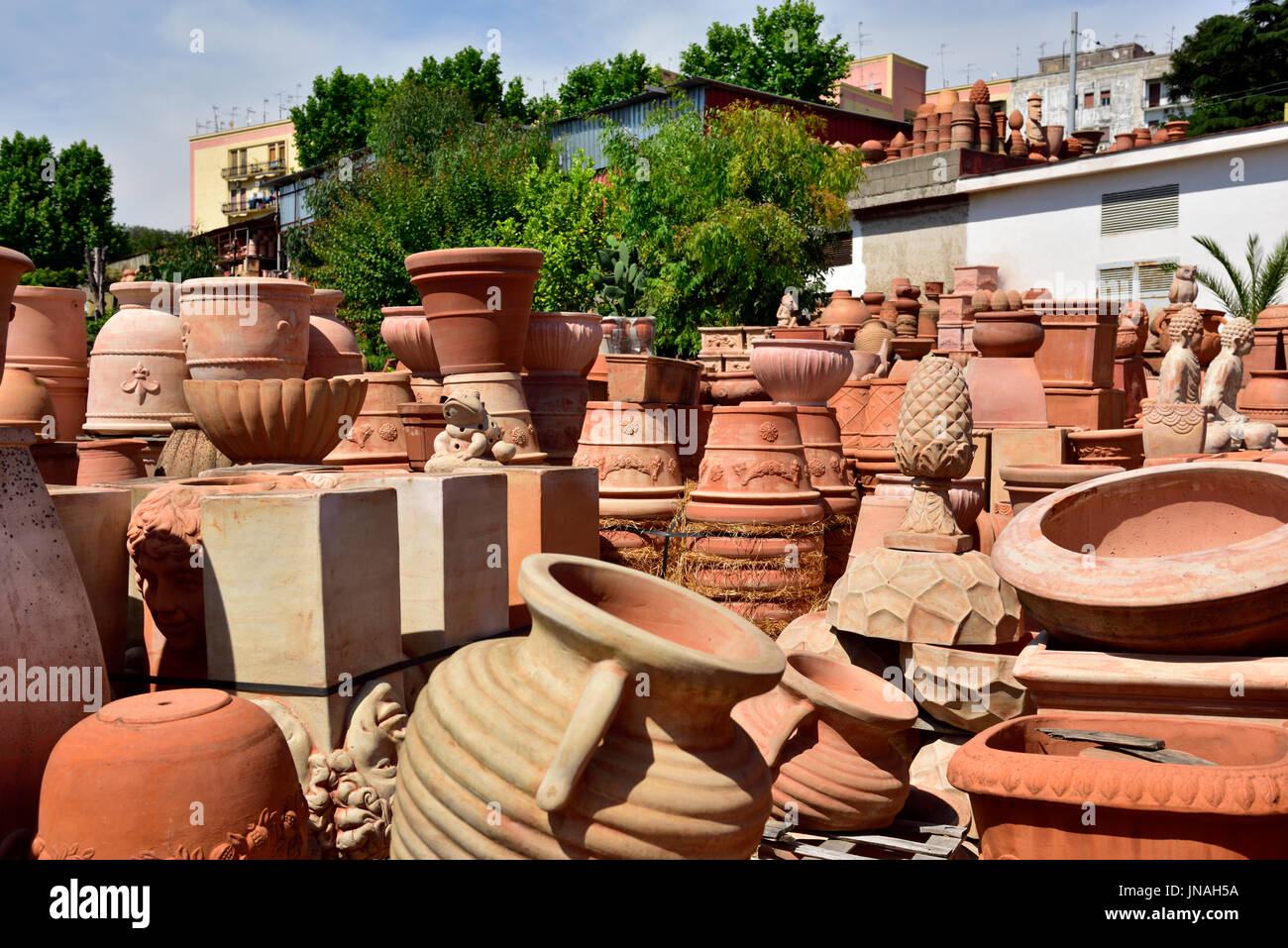 New large terracotta pots Naples, Italy Stock Photo