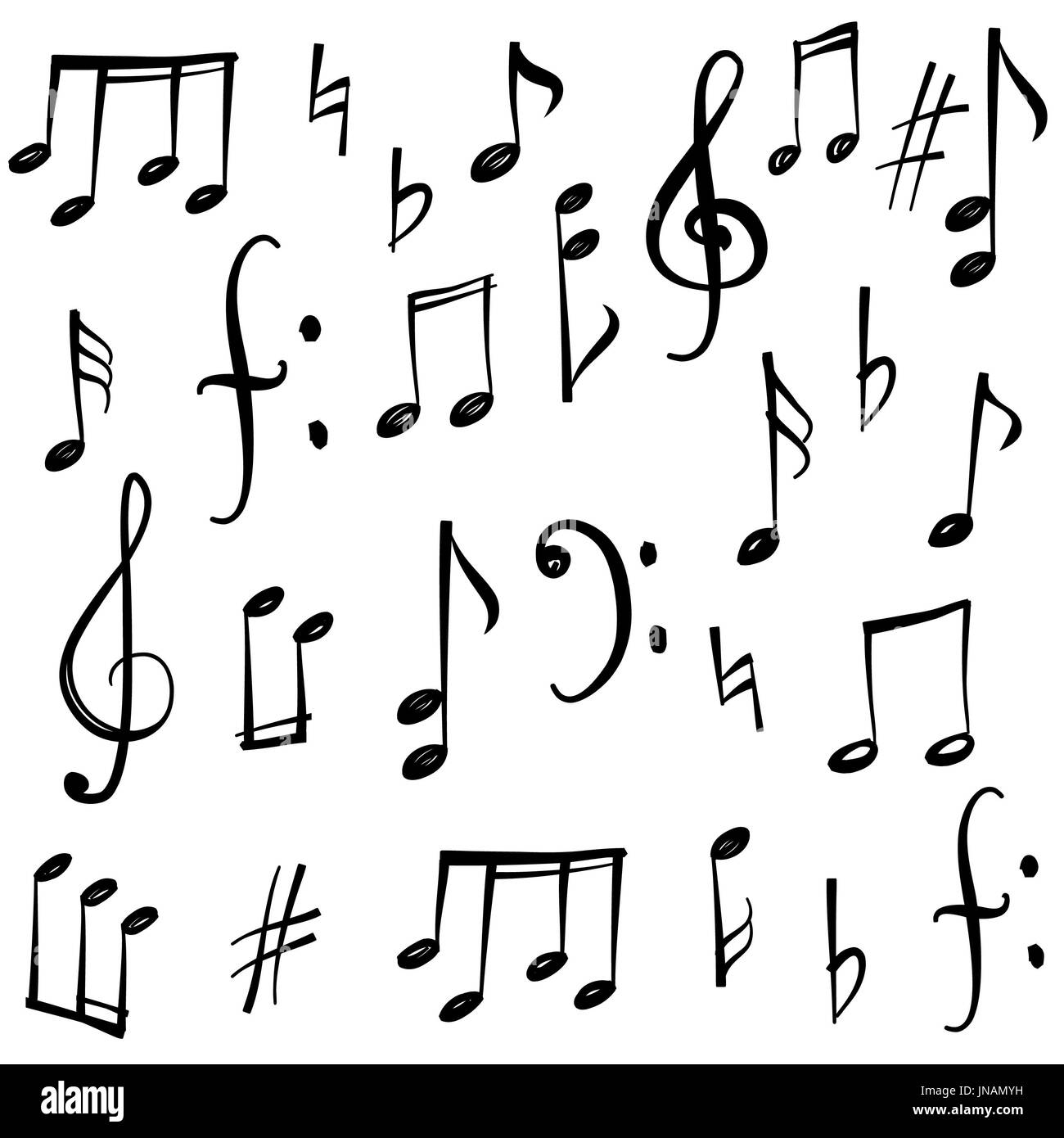 Music notes hand drawn and doodle design set Sketch of - stock vector  5411652 | Crushpixel