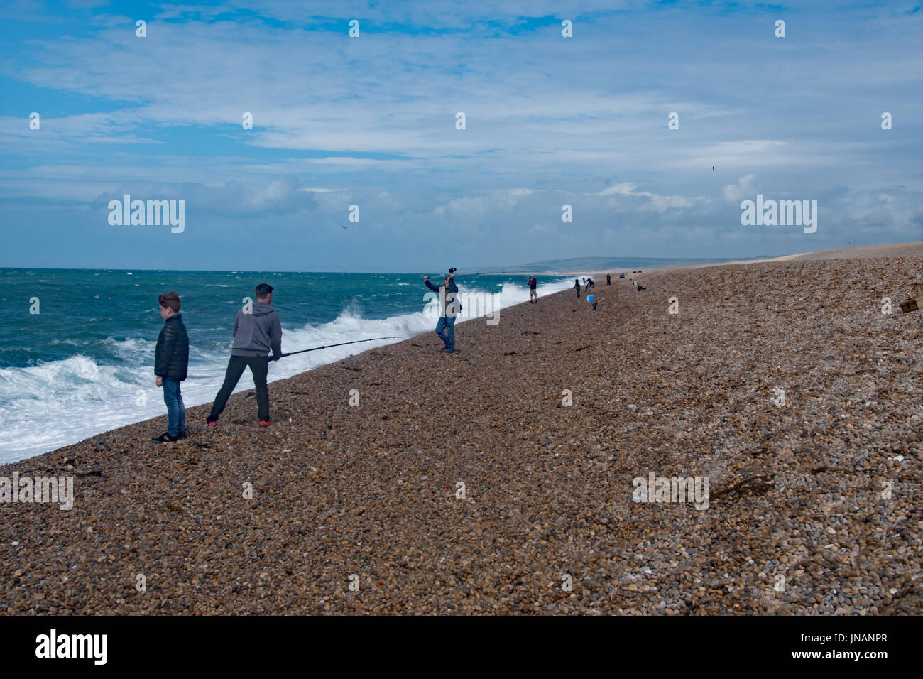 Angling on Chesil Beach, Weymouth, Dorset Stock Photo Alamy