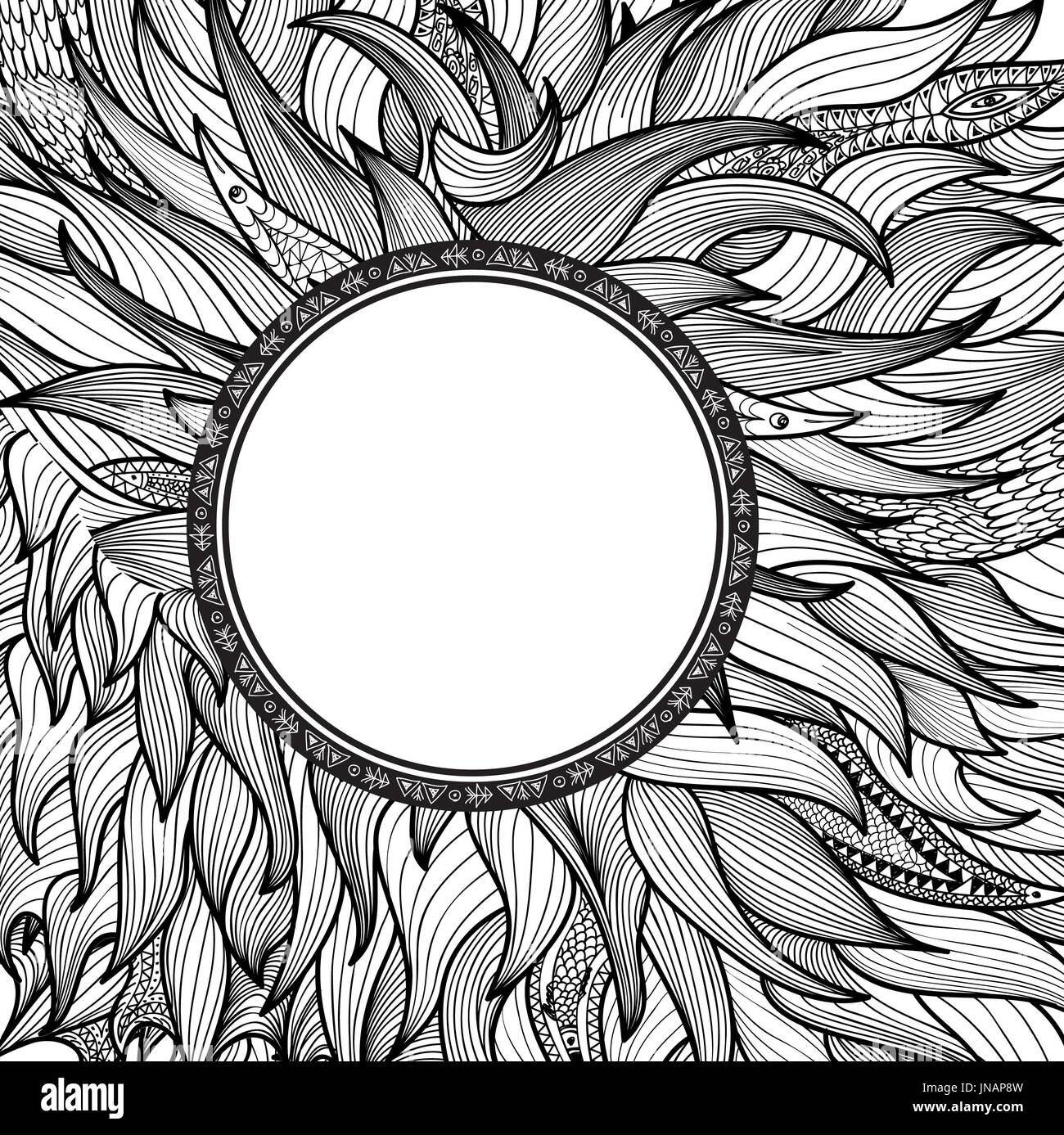 Abstract ornament for tatoo. Zentangle pattern. Round shape stylized ...