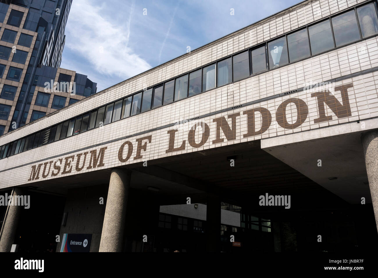 Sign outside the Museum of London, London Wall, City of London, UK Stock Photo