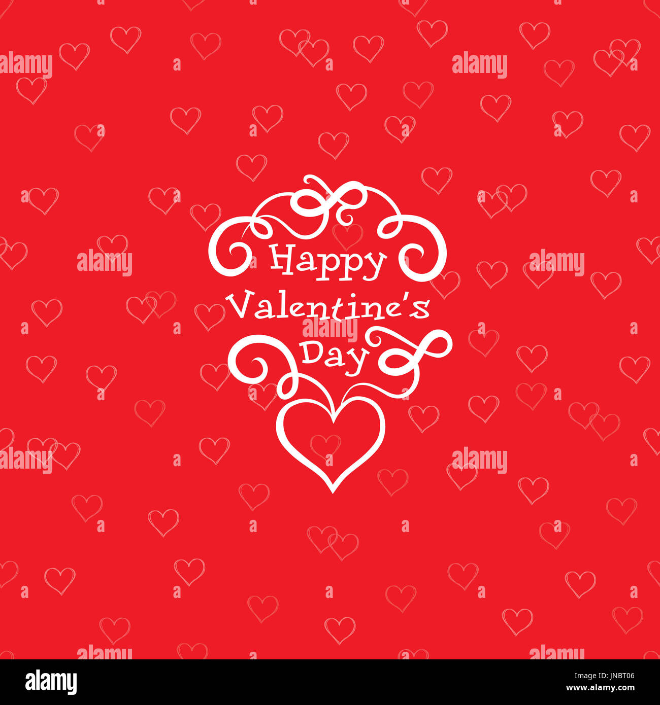 Valentines Day Greeting Card with love heart shape seamless red pattern ...