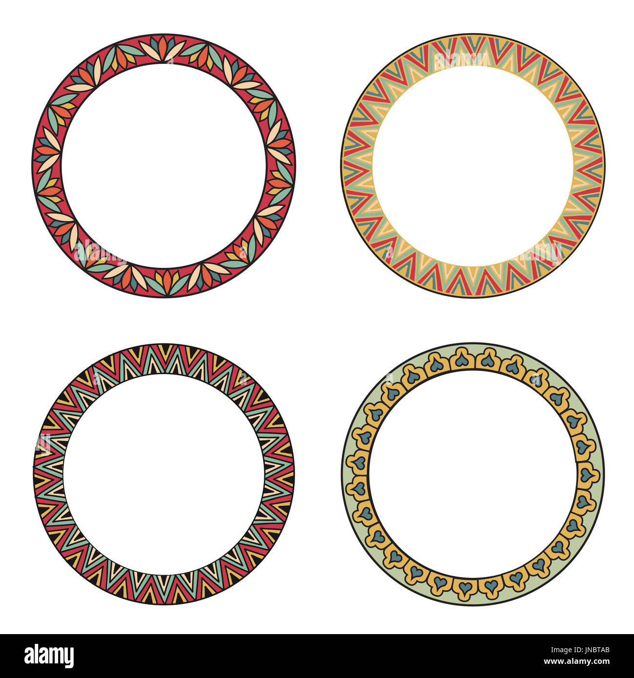 Frame set. Different shape frames in doodle style. Retro border and