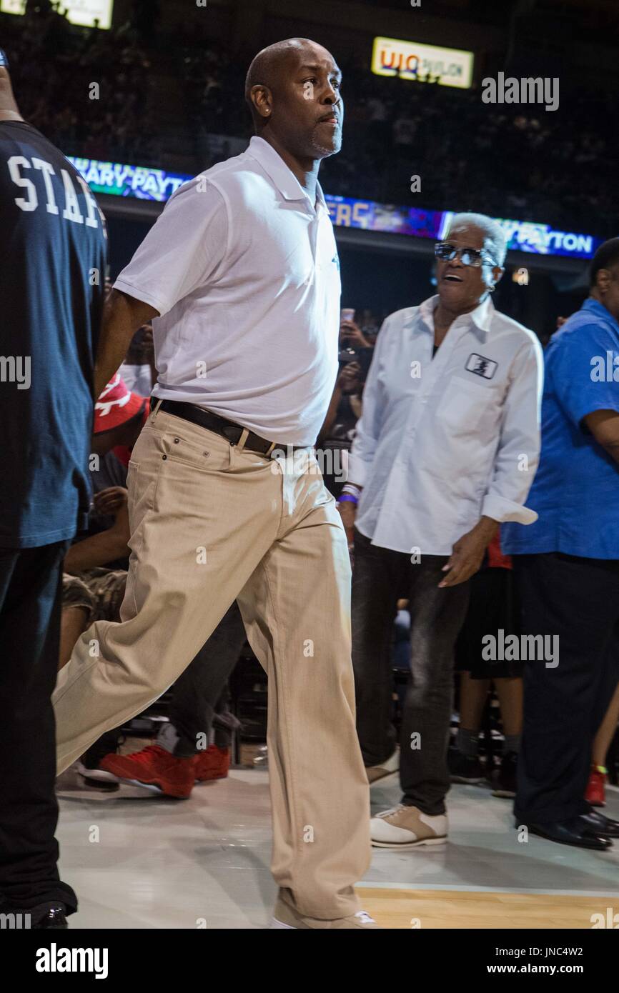 Head coach Gary Payton 3 Headed Monsters steps out onto court for Game #3 against 3's Company Big3 Week 5 3-on-3 tournament UIC Pavilion July 23,2017 Chicago,Illinois. Stock Photo