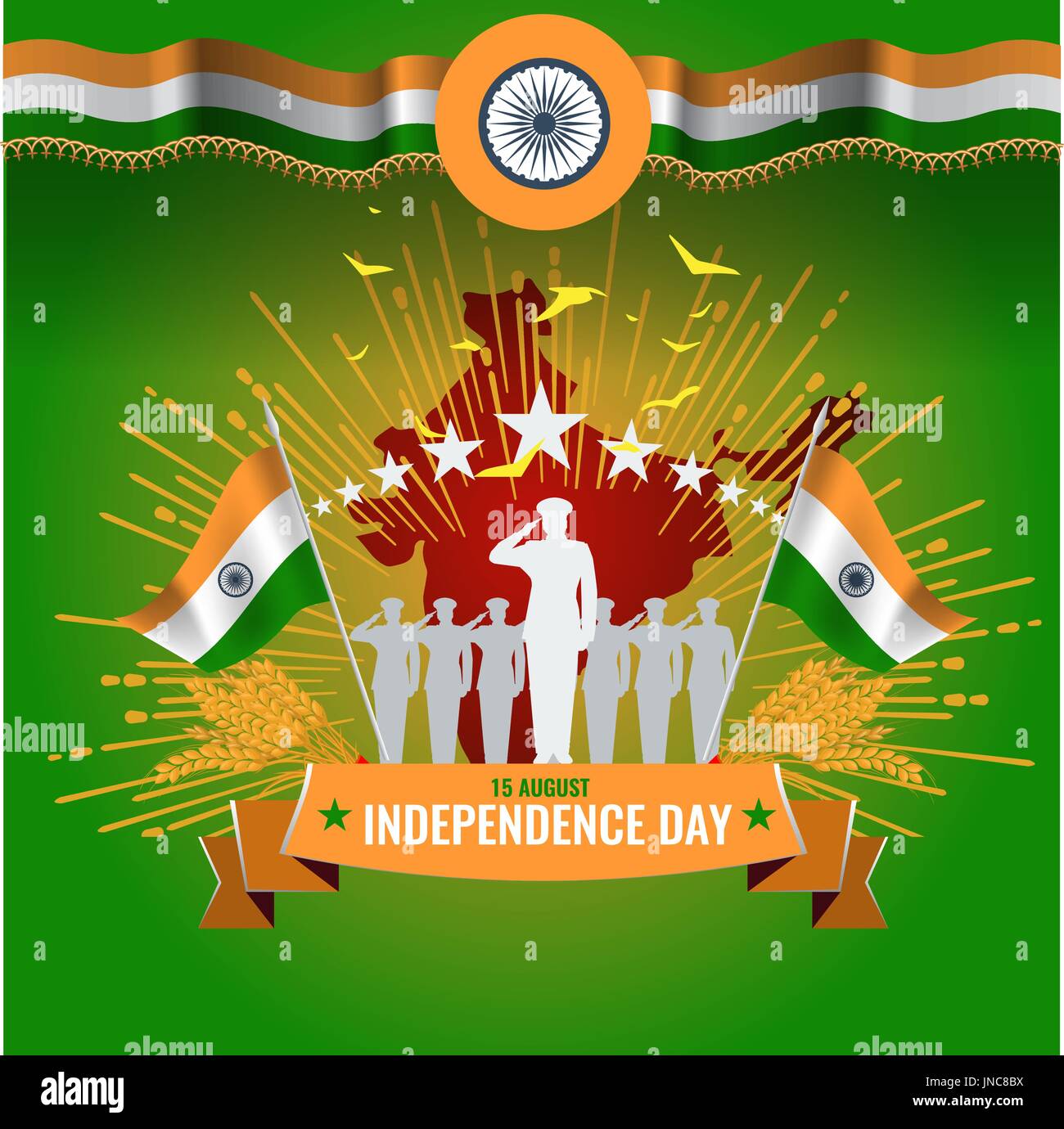 Festive illustration of independence day in India celebration on August 15. vector design elements of the national day. Stock Vector