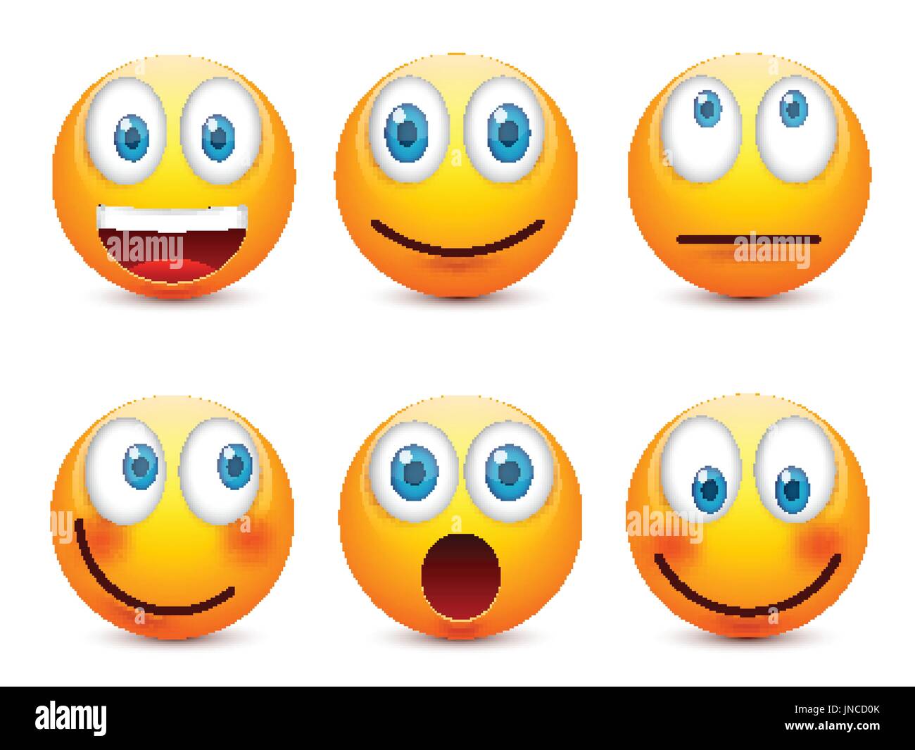 Smiley With Blue Eyes Emoticon Set Yellow Face With Emotions Facial Expression 3d Realistic Emoji Sad Happy Angry Faces Funny Cartoon Character Mood Vector Illustration Stock Vector Image Art Alamy