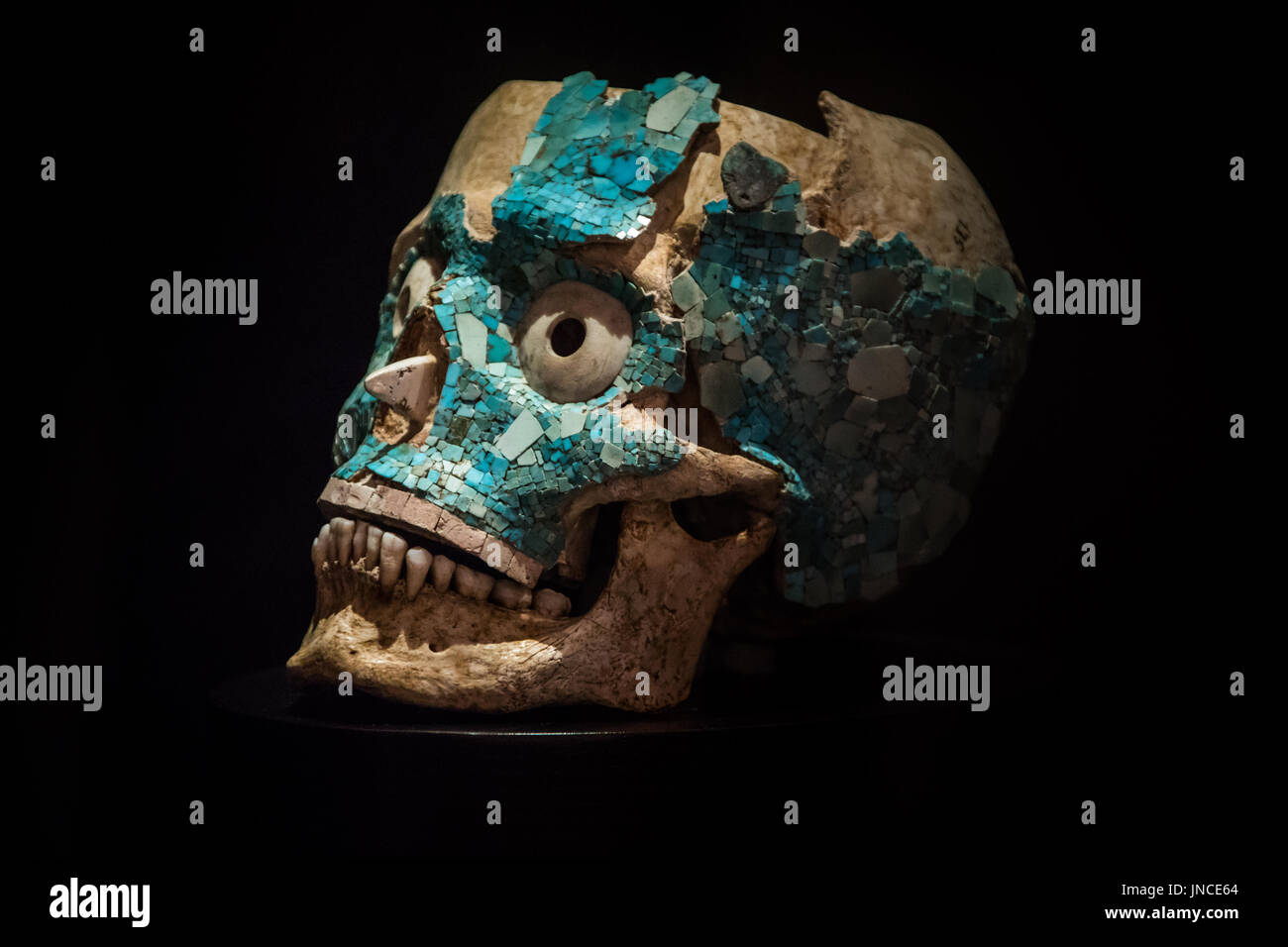 Jade Death Mask, Treasure of Monte Alban Tomb 7, Museo de las Culturas de Oaxaca, Oaxaca Cultures Museum, Oaxaca, Mexico Stock Photo