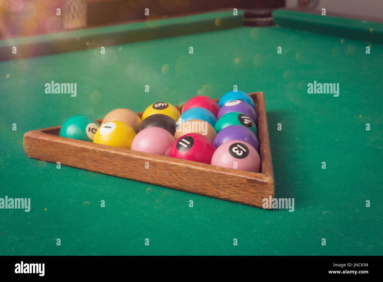 Billiard Balls in a pool table Stock Photo Alamy