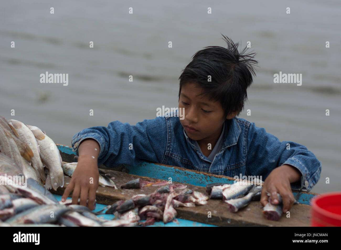 Beach fishing market, Puerto Lopez, Ecuador Stock Photo