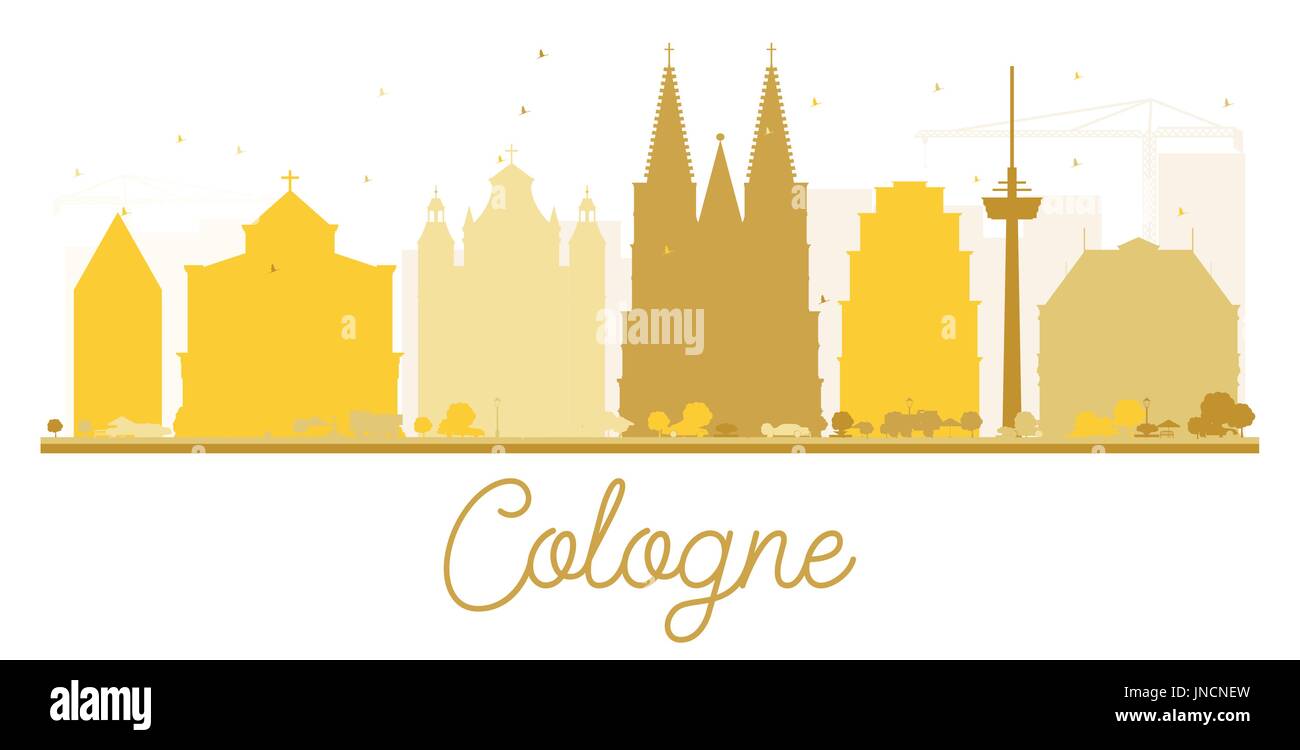 Cologne City skyline golden silhouette. Vector illustration. Simple flat concept for tourism presentation, banner, placard or web site. Stock Vector