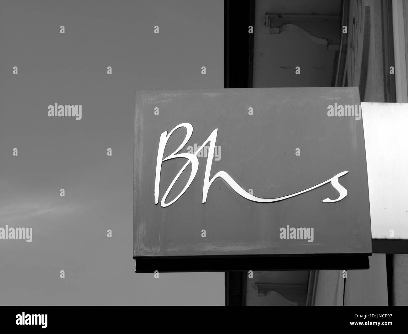 British Home Stores sign above vacant property, formally owned by Sir